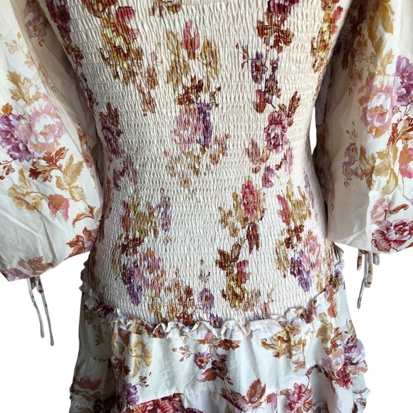 En Saison Elma Mini Dress Floral Smocked Boho Small - Picture 9 of 14